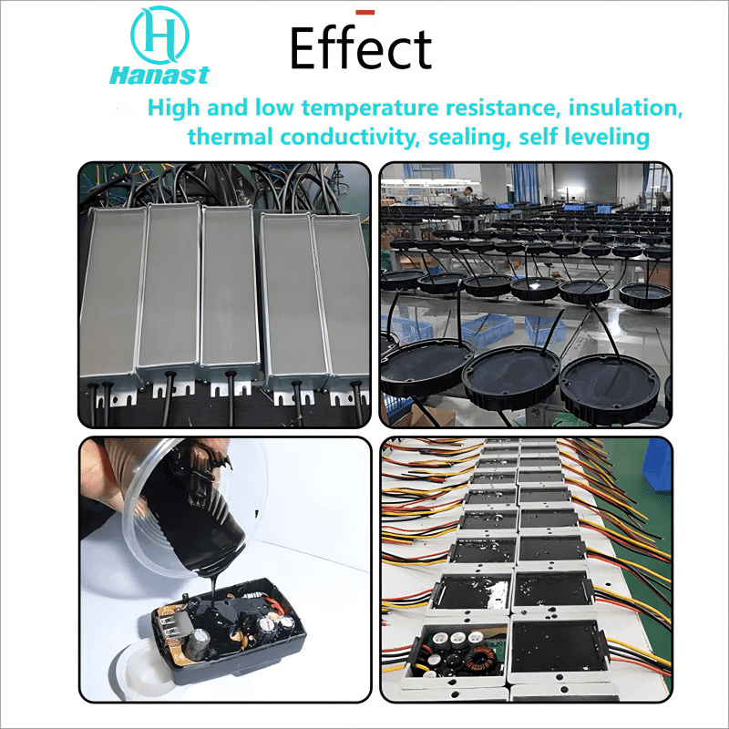 Hanast 10:1 potting compound insulation and moisture-proof potting AB adhesive black two-component silicone adjustable customization