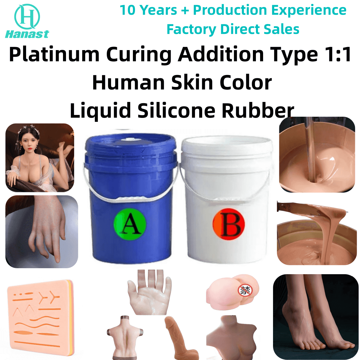 Silicone for human sex products