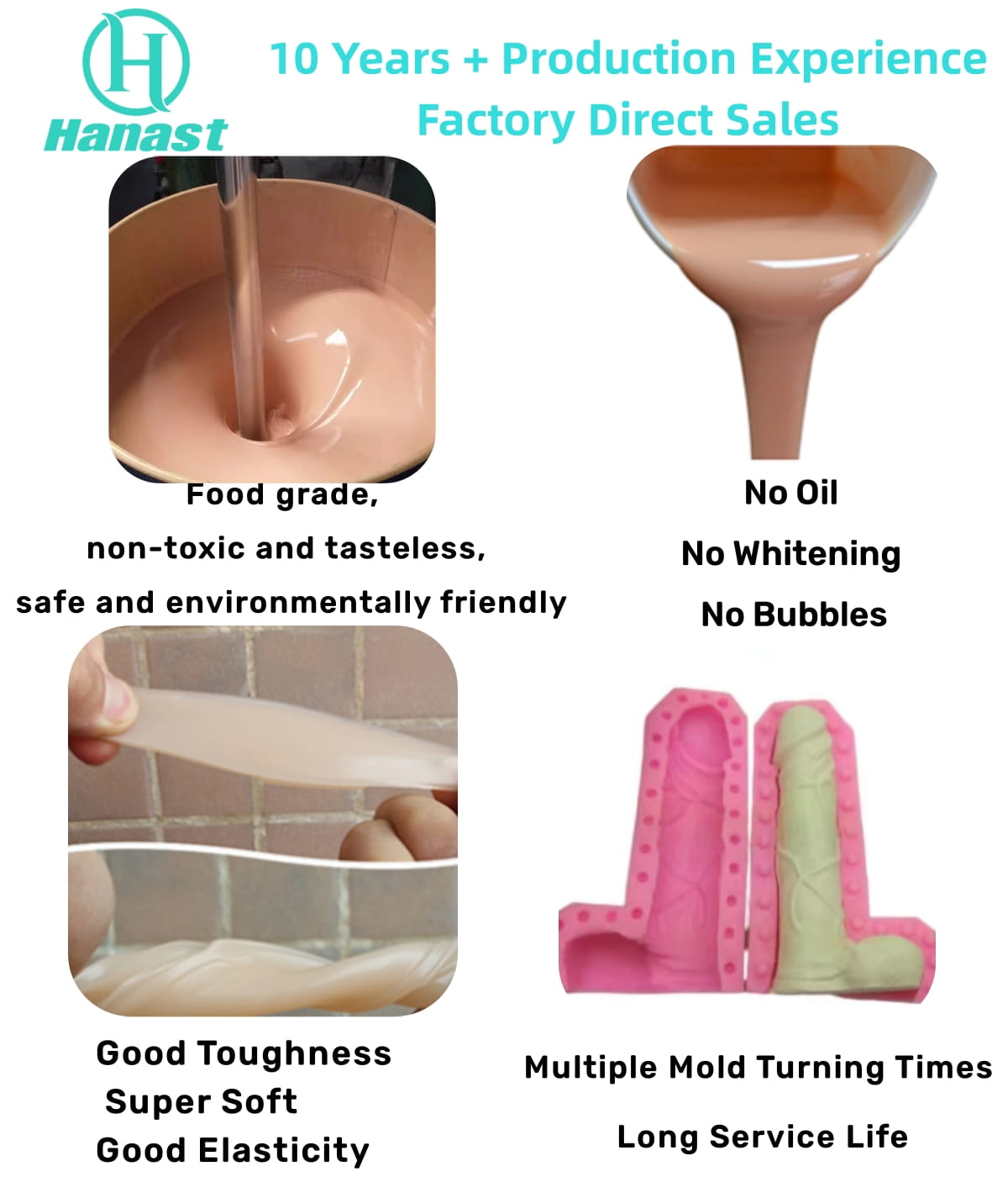 Silicone for human sex products